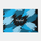 ブルーネームのブラシストロークの濃淡（モノグラム） ドアマット (正面)