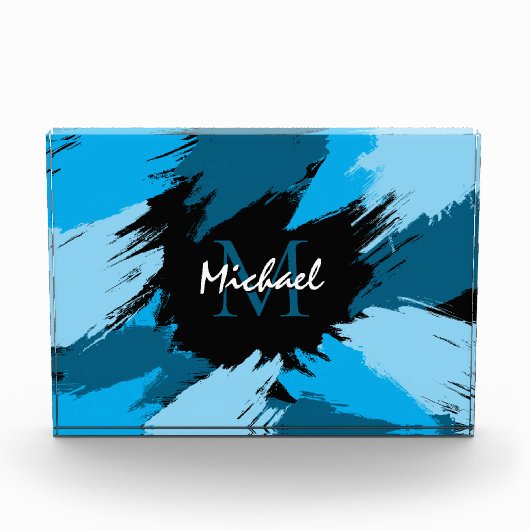 ブルーネームのブラシストロークの濃淡（モノグラム） フォトブロック (正面)