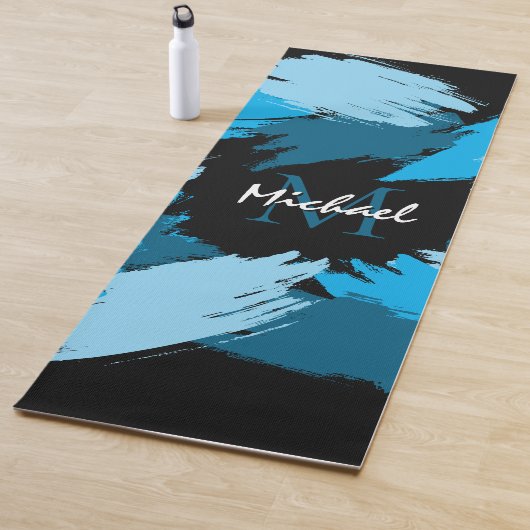 ブルーネームのブラシストロークの濃淡（モノグラム） ヨガマット (インサイチュ)