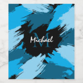 ブルーネームのブラシストロークの濃淡（モノグラム） ワインラベル (シングルラベル)