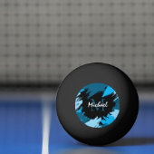 ブルーネームのブラシストロークの濃淡（モノグラム） 卓球ボール (ネット)