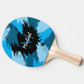 ブルーネームのブラシストロークの濃淡（モノグラム） 卓球ラケット (横)