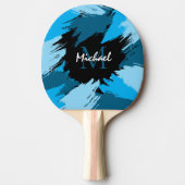 ブルーネームのブラシストロークの濃淡（モノグラム） 卓球ラケット (正面)