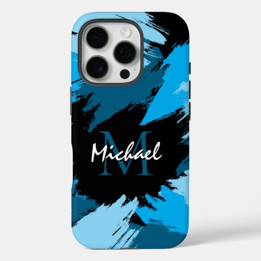 ブルーネームのブラシストロークの濃淡（モノグラム） Case-Mate iPhoneケース (裏面)