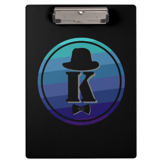 ブルーネームグラデーションイニシャルモノグラム男性へ クリップボード (正面)