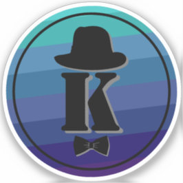 ブルーネームグラデーションイニシャルモノグラム男性へ シール