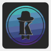 ブルーネームグラデーションイニシャルモノグラム男性へ スクエアシール (正面)