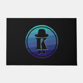 ブルーネームグラデーションイニシャルモノグラム男性へ ドアマット