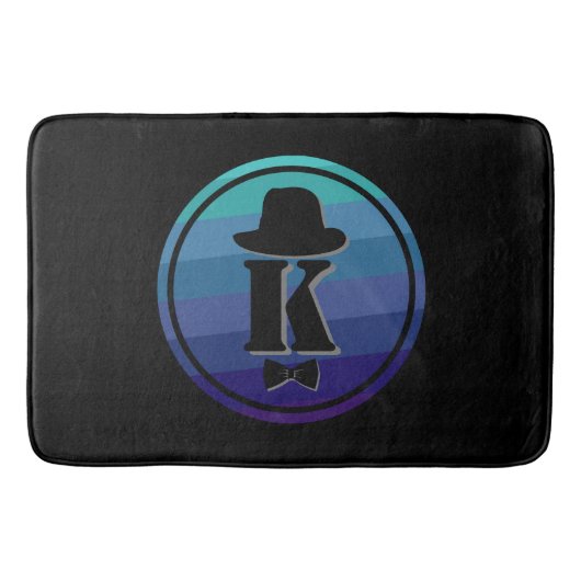 ブルーネームグラデーションイニシャルモノグラム男性へ バスマット (正面)