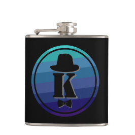 ブルーネームグラデーションイニシャルモノグラム男性へ フラスク