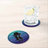 ブルーネームグラデーションイニシャルモノグラム男性へ ラウンドペーパーコースター (インサイチュ)