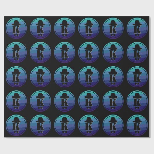 ブルーネームグラデーションイニシャルモノグラム男性へ ラッピングペーパー (フラット)