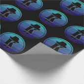 ブルーネームグラデーションイニシャルモノグラム男性へ ラッピングペーパー (角)