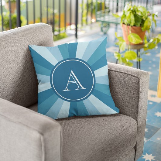 ブルーネームパーソナライズされたモノグラムカラーホイール クッション