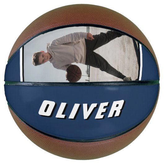ブルーネームモダン文字フォトバスケットボール バスケットボール (正面)