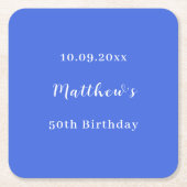 ブルーネーム王室のスクリプト誕生日 スクエアペーパーコースター (正面)