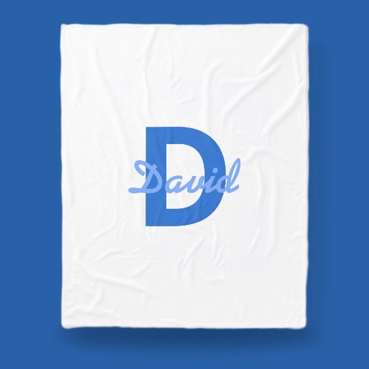ブルーネーム&モノグラム フリースブランケット