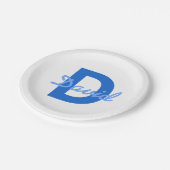 ブルーネーム&モノグラム ペーパープレート (アングル)