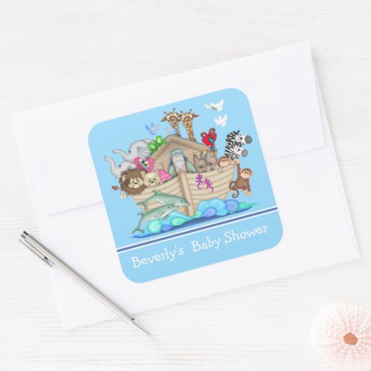 ブルーノアのアークベビーシャワーステッカー スクエアシール (封筒)