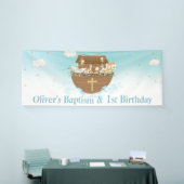 ブルーノアの箱舟の男の子1歳の誕生日バプテスマの背景 横断幕 (トレードショー)