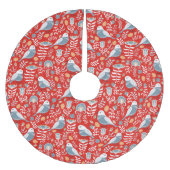 ブルーノルディックバードオンレッド ブラッシュドポリエステルツリースカート (正面)