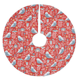 ブルーノルディックバードオンレッド ブラッシュドポリエステルツリースカート