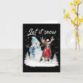 ブルーノーズピットブルサンタドッグクリスマス雪だるまクリスマス カード (黄色い花)