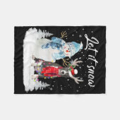 ブルーノーズピットブルサンタドッグクリスマス雪だるまクリスマス フリースブランケット (正面(横))