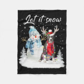 ブルーノーズピットブルサンタドッグクリスマス雪だるまクリスマス フリースブランケット (正面)