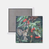 ブルーノ・リレジェフォスさくらんぼ・ツリーのスズメ マグネット (正面/裏面)