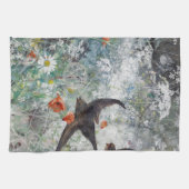 ブルーノ・リレジェフォス州ツバメとフラワーフィールド キッチンタオル (横)