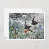 ブルーノ・リレジェフォス州ツバメとフラワーフィールド ポストカード (正面/裏面)