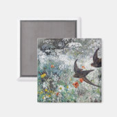 ブルーノ・リレジェフォス州ツバメとフラワーフィールド マグネット (正面/裏面)