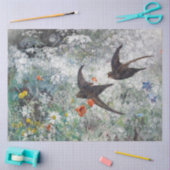 ブルーノ・リレジェフォス州ツバメとフラワーフィールド 薄葉紙 (クラフト)