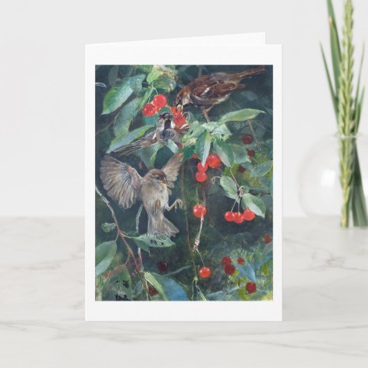 ブルーノ·リレフォルス·さくらんぼツリーのスズメ カード (正面)