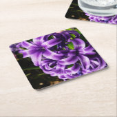 ブルーハイアシンII春フローラ スクエアペーパーコースター (アングル)