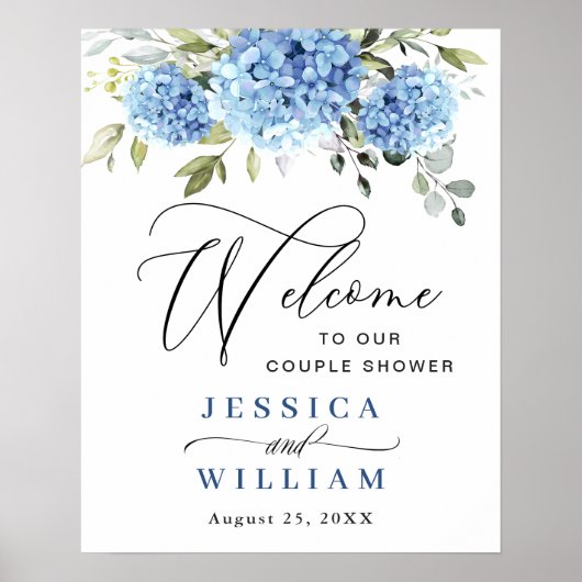 ブルーハイエレガントジゲアユーカリ夫婦シャワー ポスター (正面)