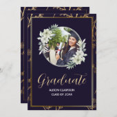 ブルーハイエレガントスクール卒業生2025年写真パーティー 招待状 (正面/裏面)