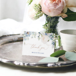 ブルーハイエレガントダゲア&バラ結婚ズ サンキューカード