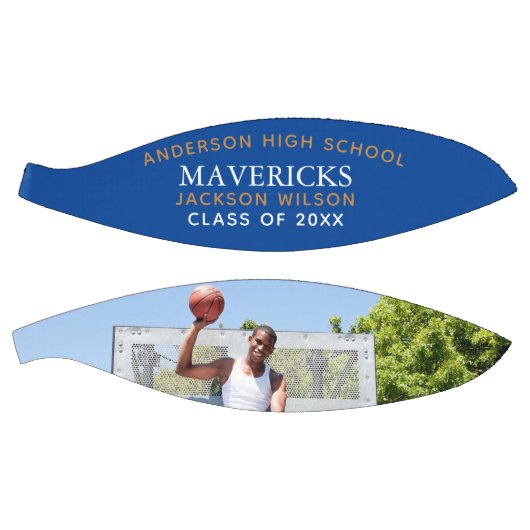 ブルーハイスクールチームの選手の写真パーソナライズされた バスケットボール (パネル)