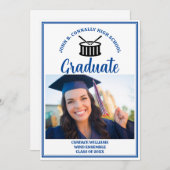 ブルーハイスクールバンド写真卒業 案内状 (正面/裏面)