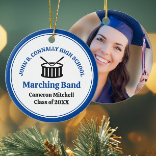 ブルーハイスクールマーチングバンドカスタムクリスマス セラミックオーナメント