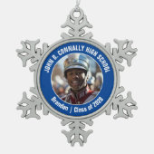 ブルーハイスクールマーチングバンド写真ギフト スノーフレークピューターオーナメント (正面)