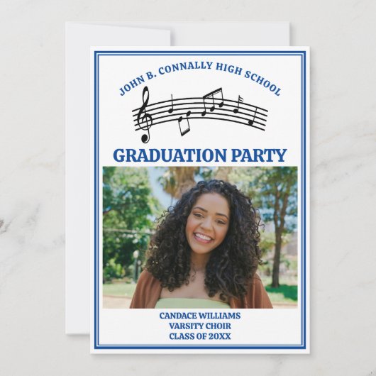 ブルーハイスクール合唱写真卒業パーティー 招待状 (正面)