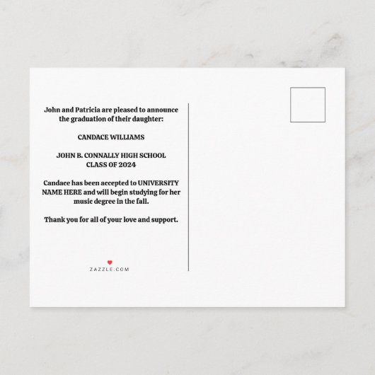 ブルーハイスクール合唱写真卒業 案内ポストカード (裏面)