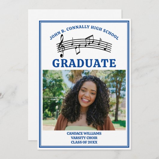 ブルーハイスクール合唱写真卒業 案内状 (正面/裏面)