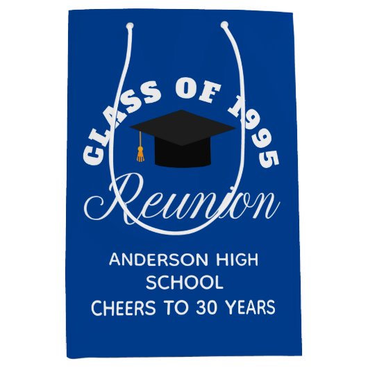 ブルーハイスクール懇親会パーソナライズされたパーティー ミディアムペーパーバッグ (正面)