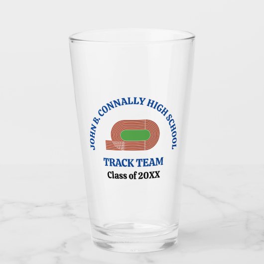 ブルーハイスクール陸上競技チームのカスタマイズ タンブラーグラス (正面)