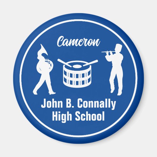 ブルーハイスクール・マーチングバンドパーソナライズされた マグネット (正面)