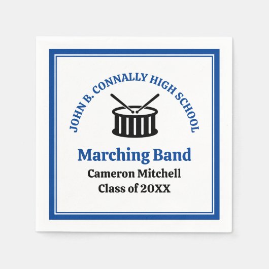 ブルーハイスクール・マーチングバンド卒業式パーティー スタンダードカクテルナプキン (正面)